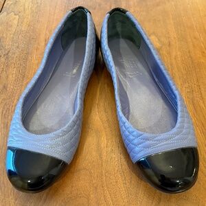 Bally TriQuilted Periwinkle Blue Leather Spectator Ballet Flats -- Women's 8-1/2